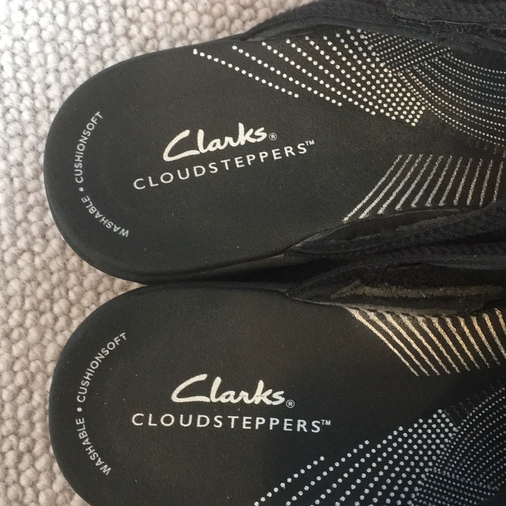 Black Clarks Cloudsteppers Arla Wave Slide Sandals, Size 7.5 - Picture 3 of 7